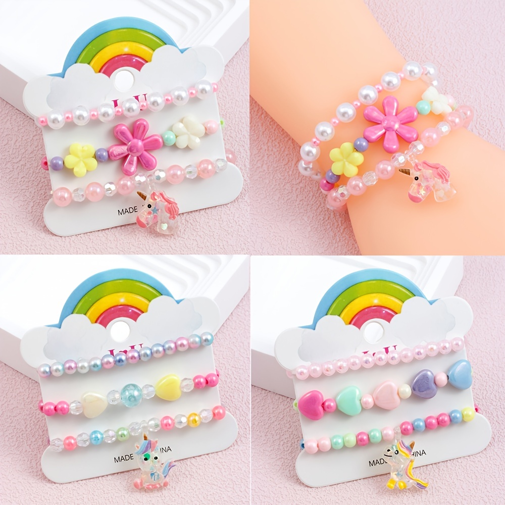 1pc Cute Animal DIY Bracelet Unicorn Elastic Charm Bracelet Kids Fashion  Jewelry