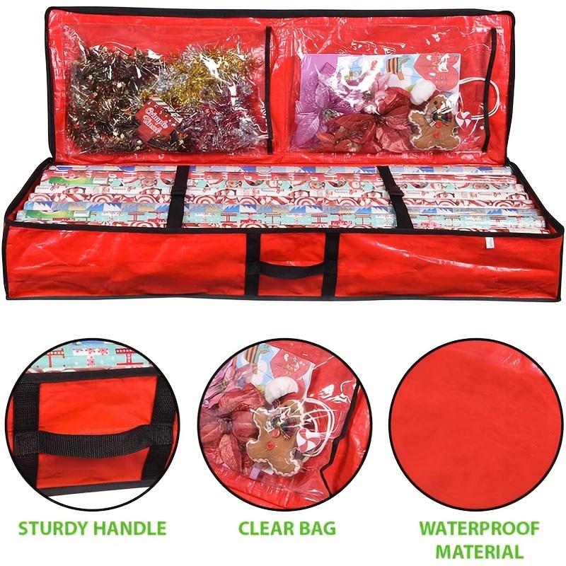 Christmas Wrap Storage Bag, Christmas Gift Wrap Storage Bag, Waterproof  Underbed Storage Organizer With Reinforced Handles, Large Wrapping Paper  Storage Box, Holiday Accessories For Paper Tags & Bows - Temu United Arab