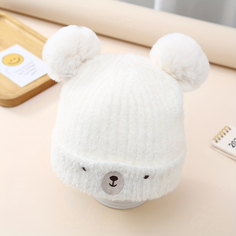 Furry Balls Baby Beanie Infant Winter Warm Thicken Knitted Hat Pom