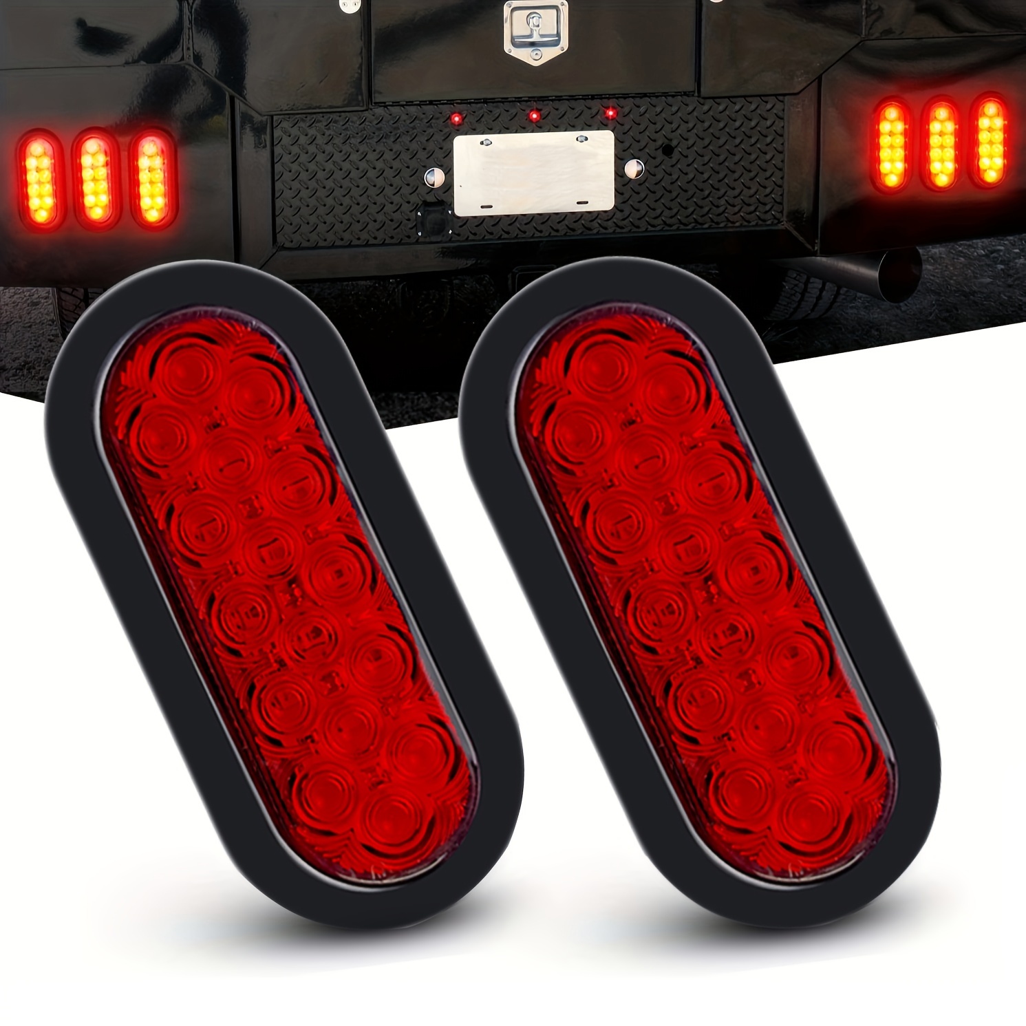 Oval Rouge LED Queue 2pcs W / Surface Mount Grommets Prises Étanche Arrêt  Frein Tour Trailer Lumières Pour Camion - Temu Belgium
