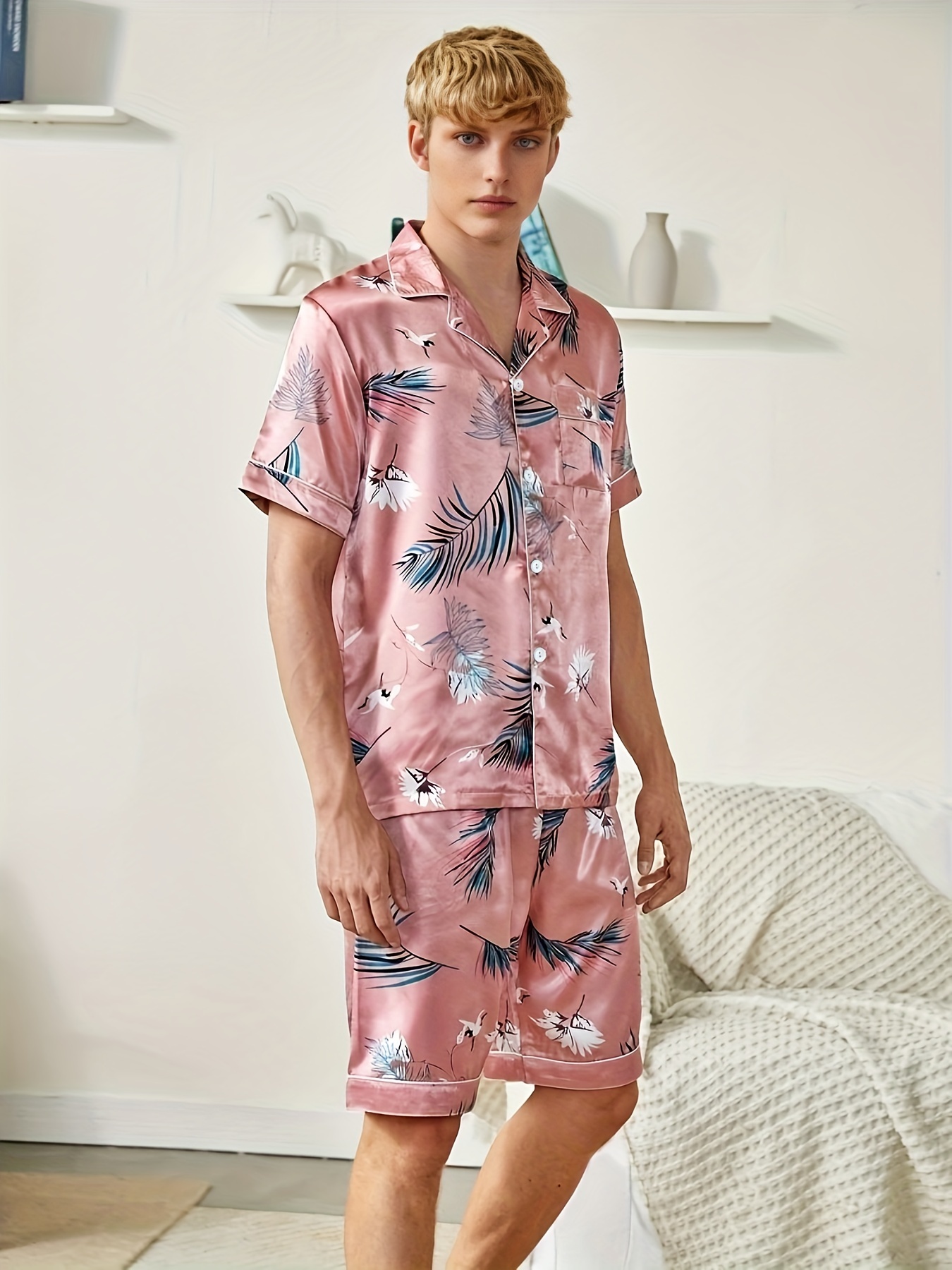 Mens pink pajama outlet set