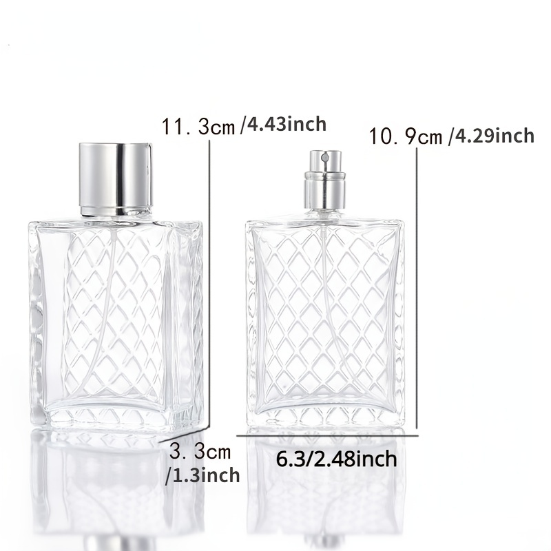 3.4 oz (100ml) Square Clear Glass Bottle