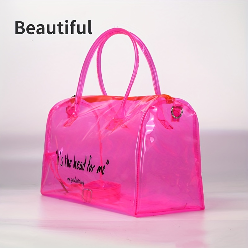 Large Capacity Candy Color Transparent Handbag - Lightweight, Waterproof,  Durable Zipper Bag For Gym, School, Travel, Beach - Ideal For Storing And  Organizing Your Essentials - Temu