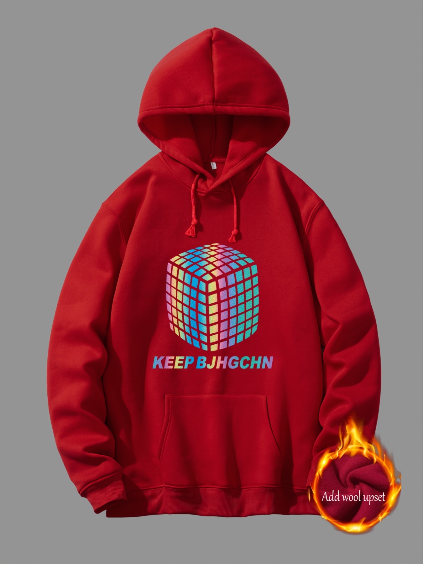 Men's Casual Laser Reflective Magic Cube Print Hooded Sweatshirt