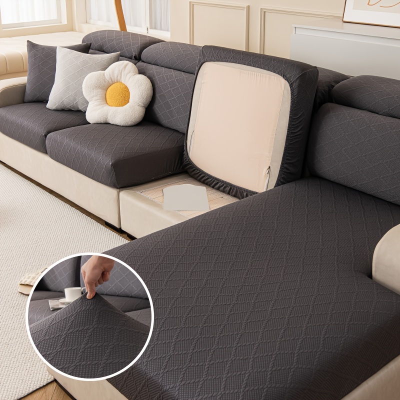 1pc Pet Waterproof & Anti-slip Sofa Cushion, Square Grid Patterned