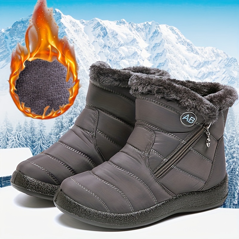 Women's Winter Snow Boots with Side Zipper, Warm and Cozy