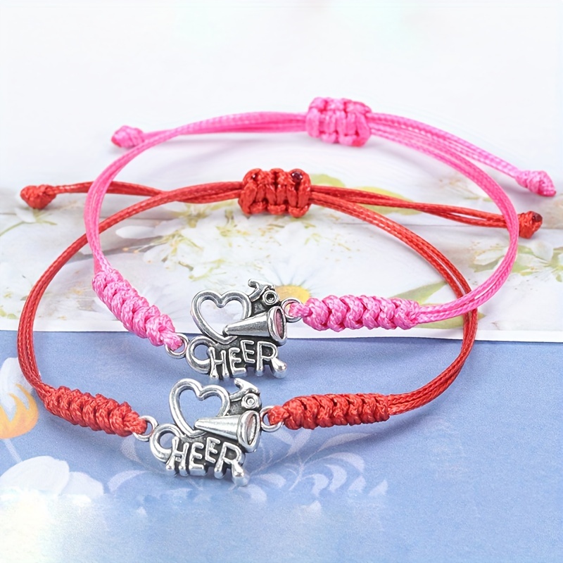  Rtteri 20 Pcs Cheerleader Gifts Cheer Bracelet Girls  Cheerleading Charm Bracelet Adjustable Cheerleader Gifts For Cheer Team  Cheerleading Jewelry Accessories Bulk