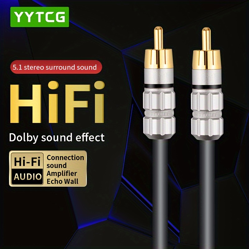 VIOY Coaxial Digital Audio Cable (3.3FT/1M), [Gold-Plated & Braided]  Subwoofer Cable RCA Male to Male HiFi 5.1 SPDIF Stereo Audio Cable for Home