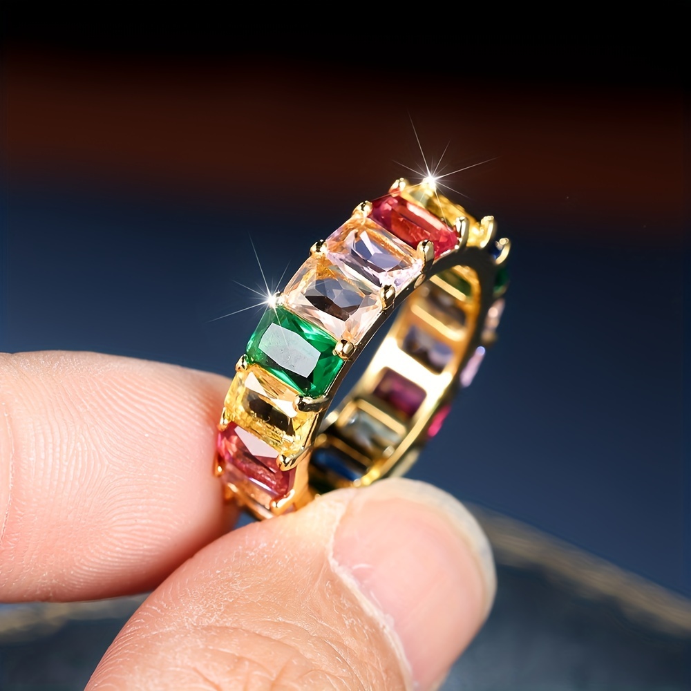 

Elegant Ring Silver Plated Inlaid Multi Color Zircons Noble Jewelry For Fancy Occasions Evening Party Party Wedding Party