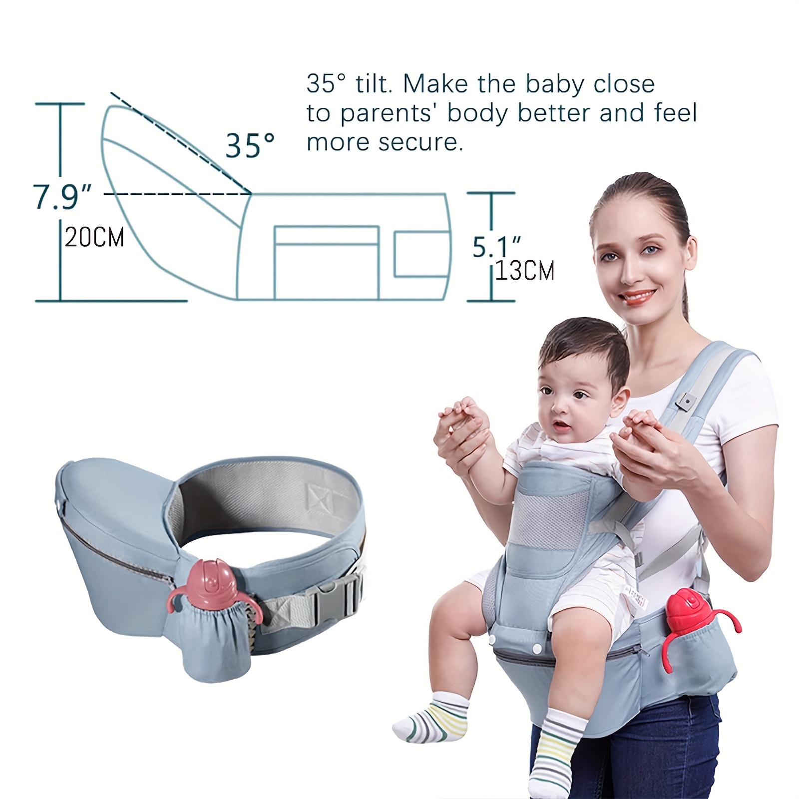 Portabebés 6 en 1 Ways con asiento de cadera y soporte lumbar, recién  nacido a niño pequeño, 0-36 meses, 7-33 libras, portabebés ergonómico para  todas