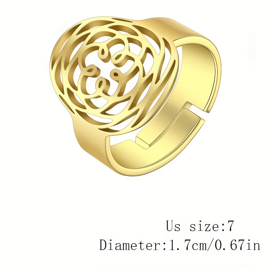 Golden Stainless Steel Rose Pattern Ring for Men