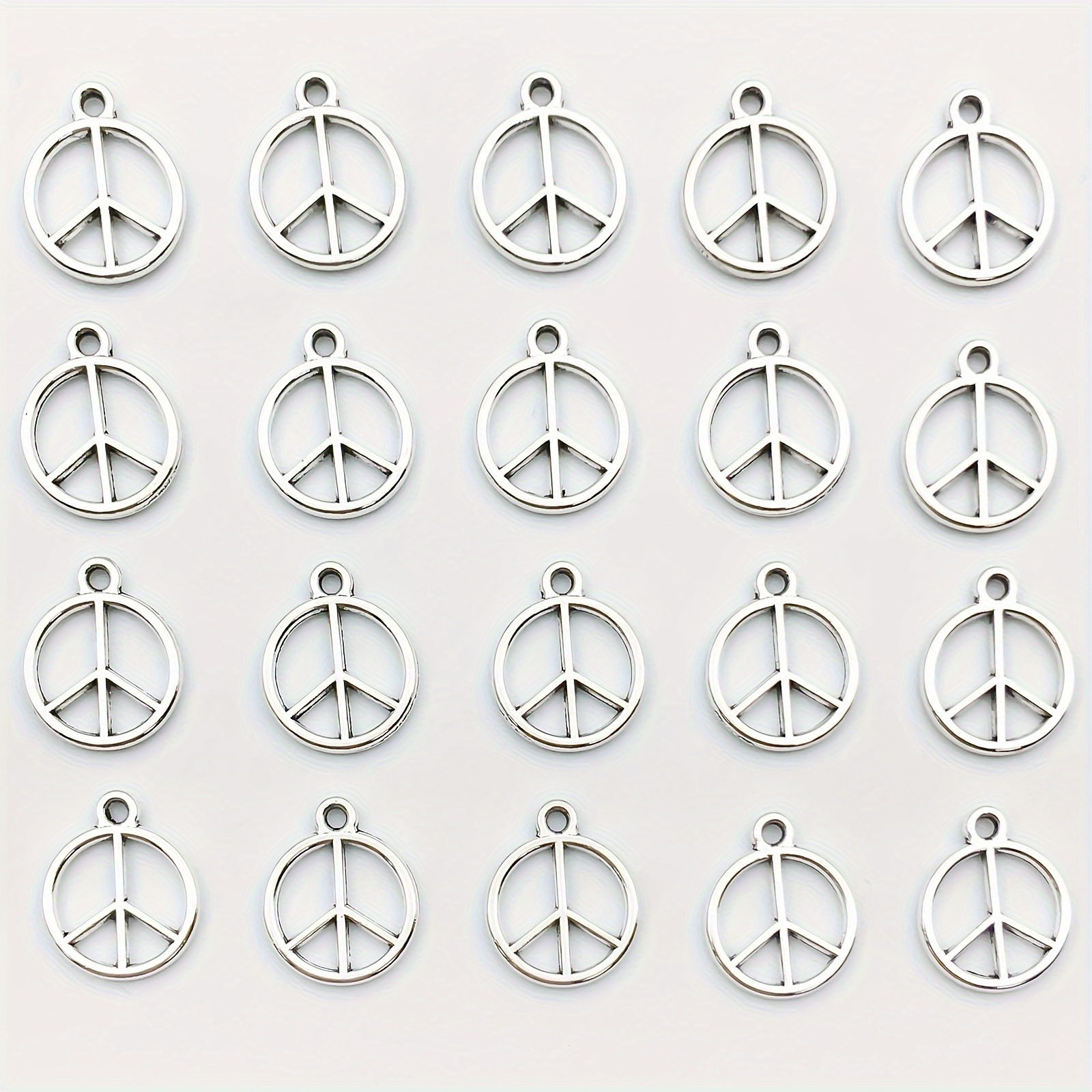 1 Box 200pcs Peace Charms Peace Sign Charm 2 Sizes Stainless Steel Peace Symbol Charms Flat Round Hollow Metal Charms for Jewelry Making Charm DIY