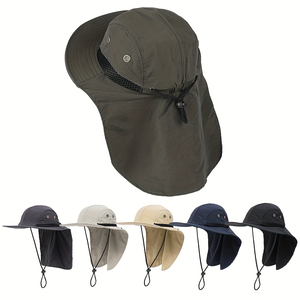 Premium Outdoor Sun Hat Neck Flap Wide Brim Adjustable Chin Strap