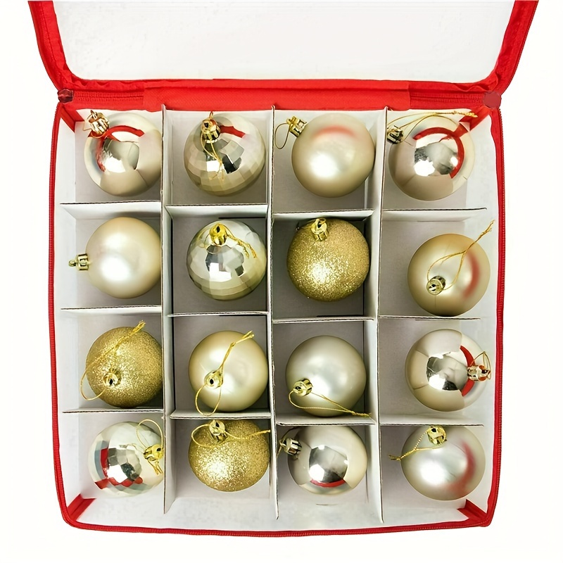 Christmas Ornament Storage Box With Zippered Closure And - Temu