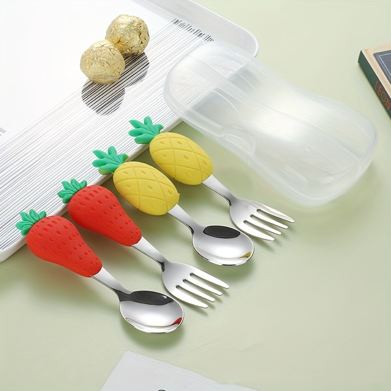 Mother Baby Supplies Kids Utensil Fork Spoon Banana Silicone - Temu