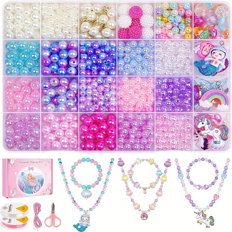 Pop Beads, kit de fabricación de joyas para niñas, regalo de juguetes de  arte y manualidades, pulseras, collares, bandas para el cabello y anillos