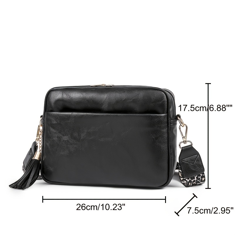 Crossbody Bag for Women, Small Leather Camera Purse Thick Strap Cross-body  Bags, Triple Zip Shoulder Bag with Guitar Strap 