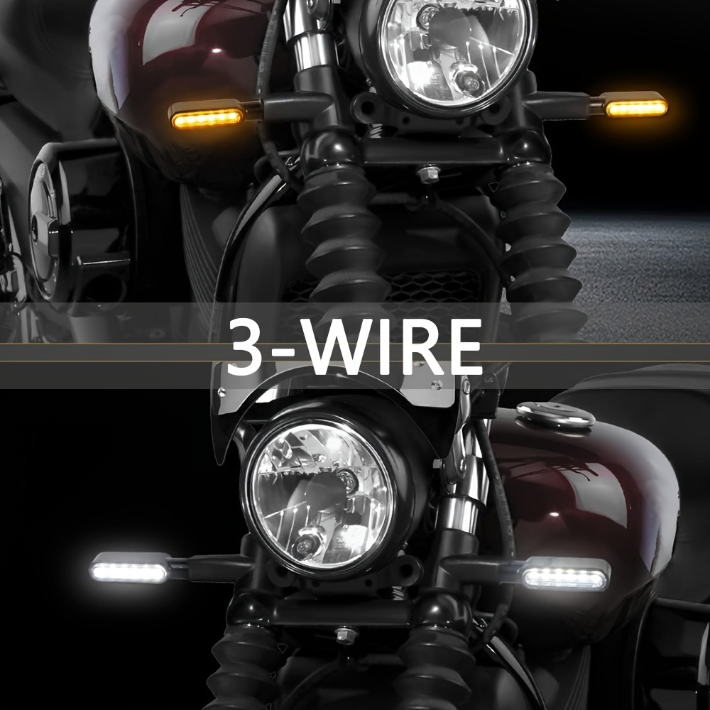 Luz intermitente para motocicleta, señales de giro de montaje empotrado, 1  par de luces intermitentes LED ámbar para motocicleta, luces intermitentes