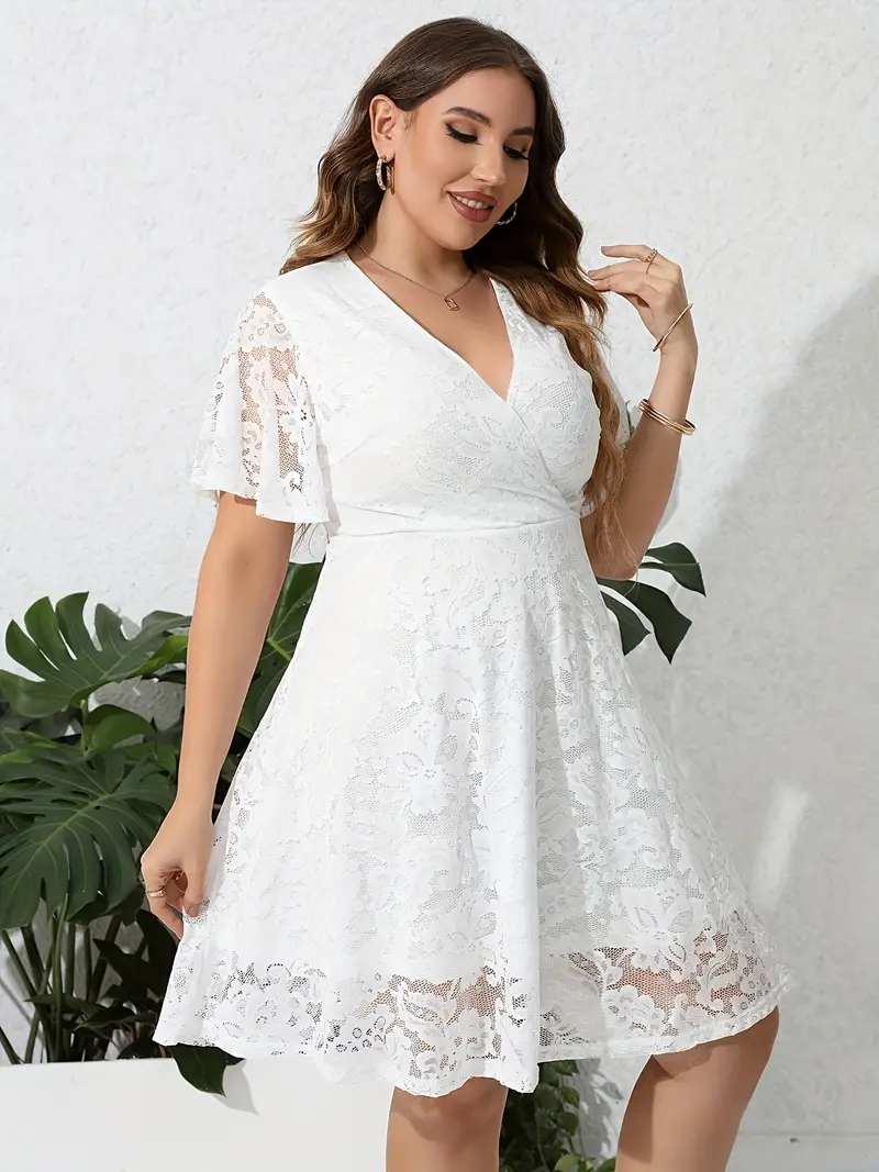 plus size white lace dress