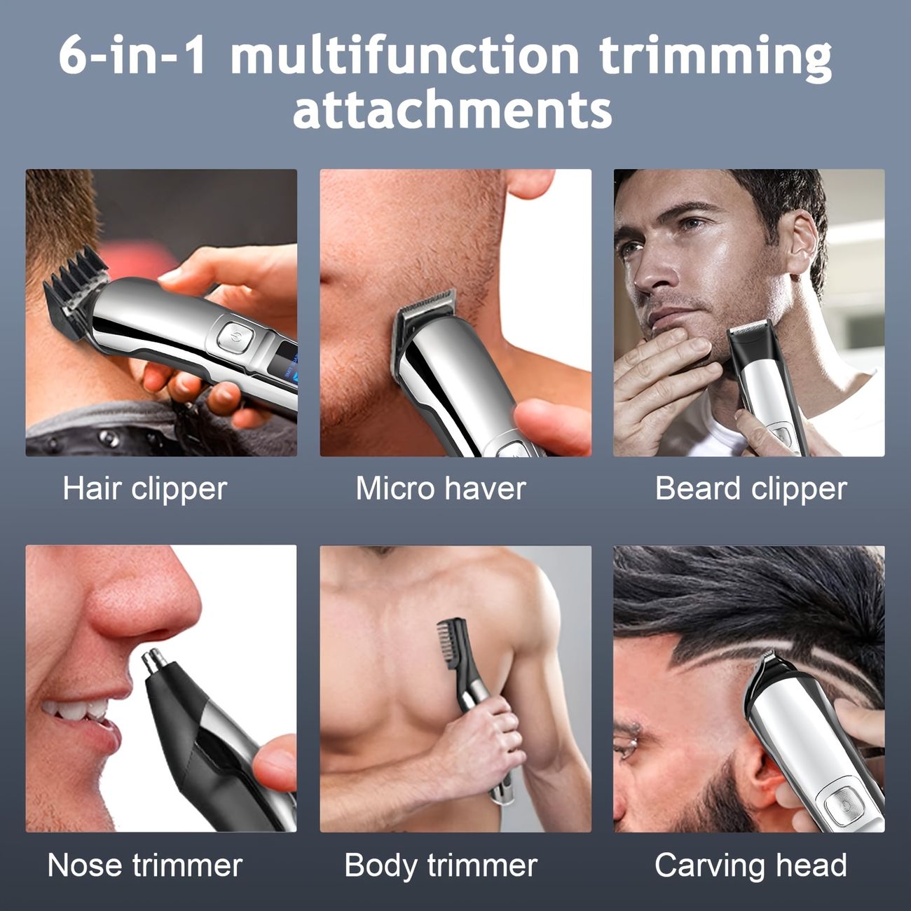 6 In 1 Beard Trimmer For Men Waterproof Electric Nose Hair Trimmer Beard  Trimmer Body Shaver Grooming Kit Hair Trimmer Electric Razor For Men  Husband Father Gift - Beauty & Personal Care - Temu