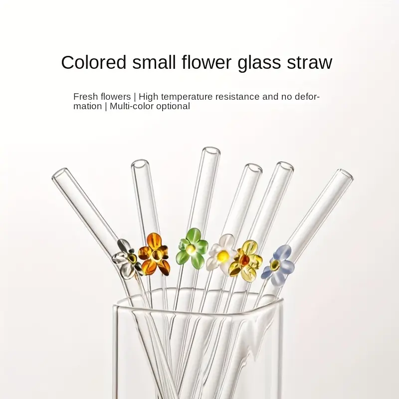 Reusable Clear Glass Straws Set For Smoothie Milkshakes Drinkware Straw  With Cleaning Brush - Temu