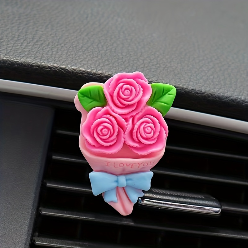 Resin Rose Flower Design Car Aroma Diffuser Clip Refillable - Temu