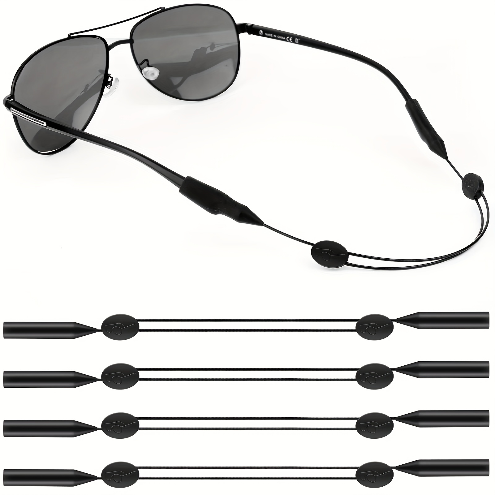 Glasses Strap - 3 Pcs Large Adjustable Eyeglass Strap & 2 Pcs Glasses Cloth  Set - Sports Sunglasses & Eyeglasses Holder Straps for Men Women,Eye