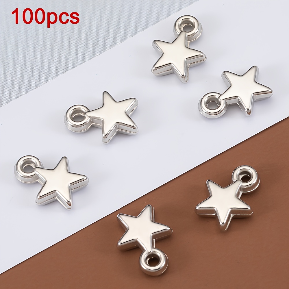 100pcs 9mm Star Charm Pendant Golden Silvery Color Ccb Plastic Small Pendant For Bracelet Necklace Earring Making Supplies