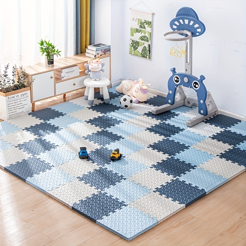 10pcs Square Interlocking Foam Floor Carpet Tiles, 24 X 24 Puzzle  Flooring for Living Room, Soft Foam Carpet Squares for Home