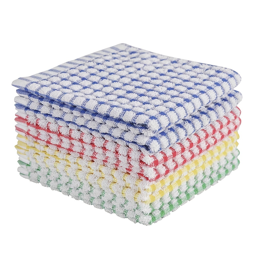Grid Dish Cloths, Terry Cleaning Rags, Light And Soft, Quick