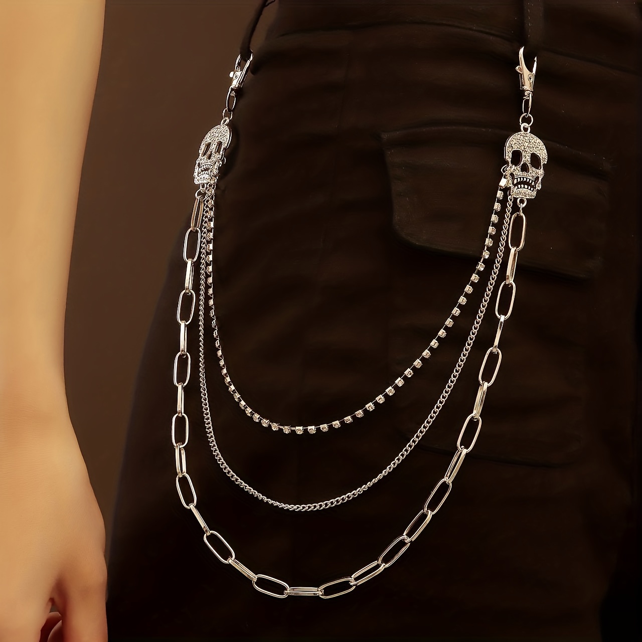 1pc Skull Chains Mens Decorative Pant Chain Jeans Waist Chains