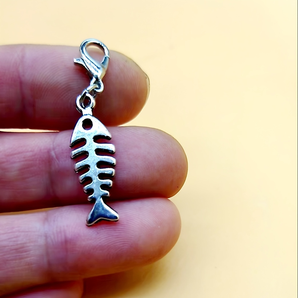 12 Pieces/lot Fish Bone Pendant Necklace Fishing Hook Skeleton