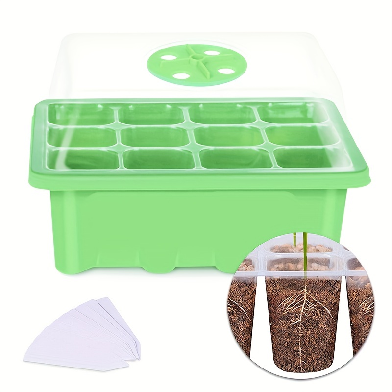 12 Cells Hole Nursery Pots Plant Seed Box Tray Insert Seeding Case Plastic  Plant Seeds Growing Box Base Garden Grow Box - TonySeeds
