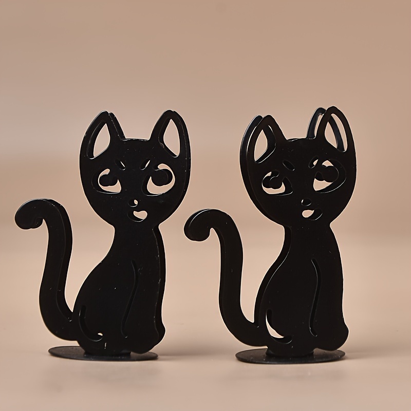 Animaux de collection Verre Art Figurine de chat noir Décoration d