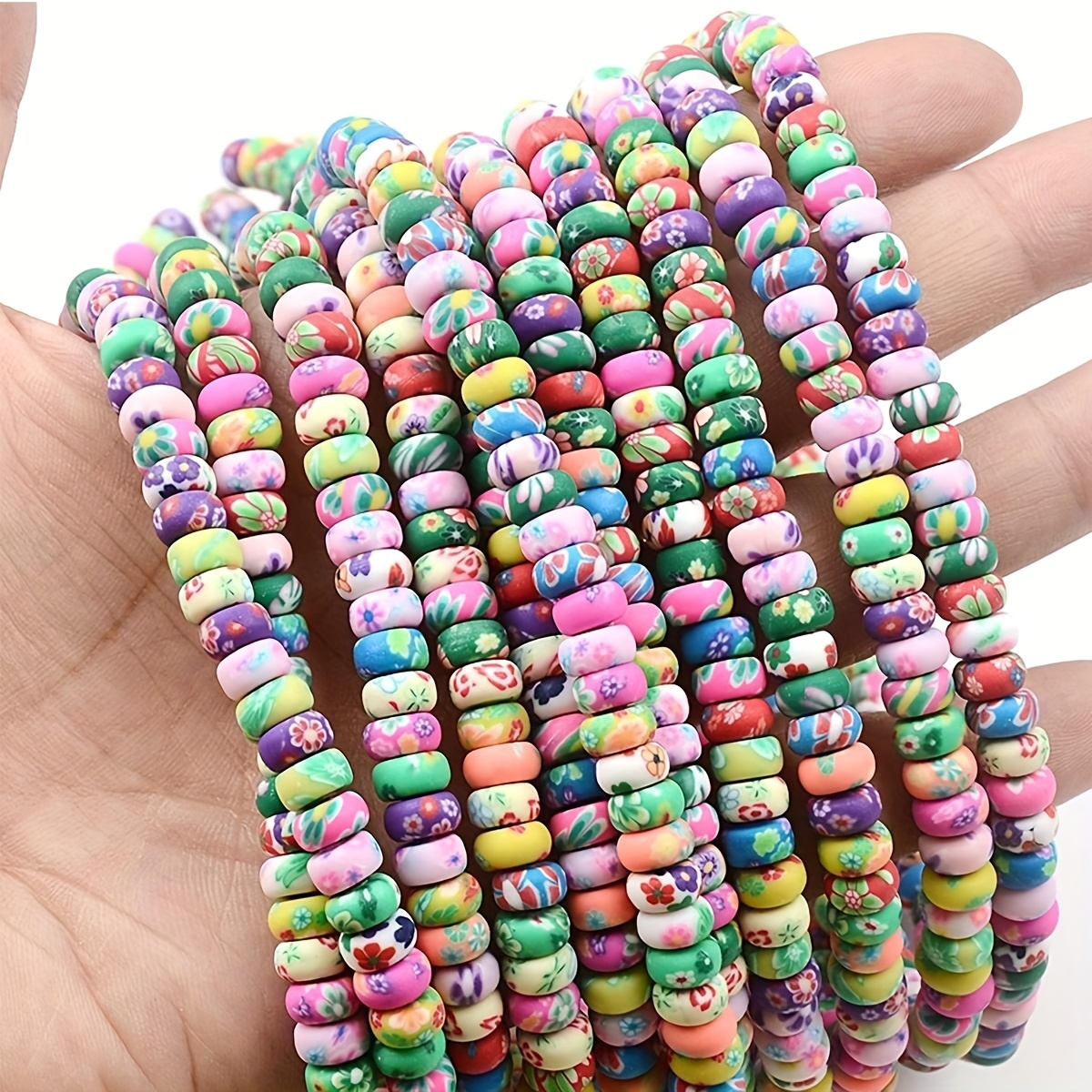 20Pcs/Lot Mixed Flower Shape Clay Beads 10mm Polymer Clay Spacer Beads For  Handmade Jewelry Making
