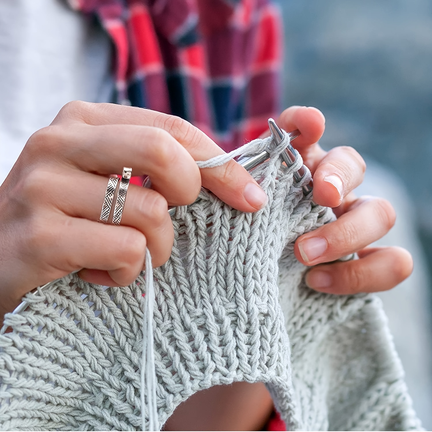 Adjustable Hook Wool With Thread Ring Loops Knitting - Temu
