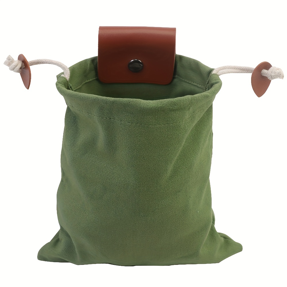 Portable Outdoor Foraging Bag: Foldable Leather Canvas Pouch - Temu