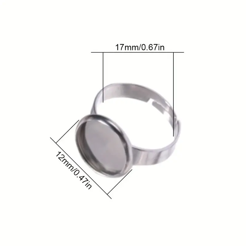 12mm Silver Ring Base with Round Bezel Tray