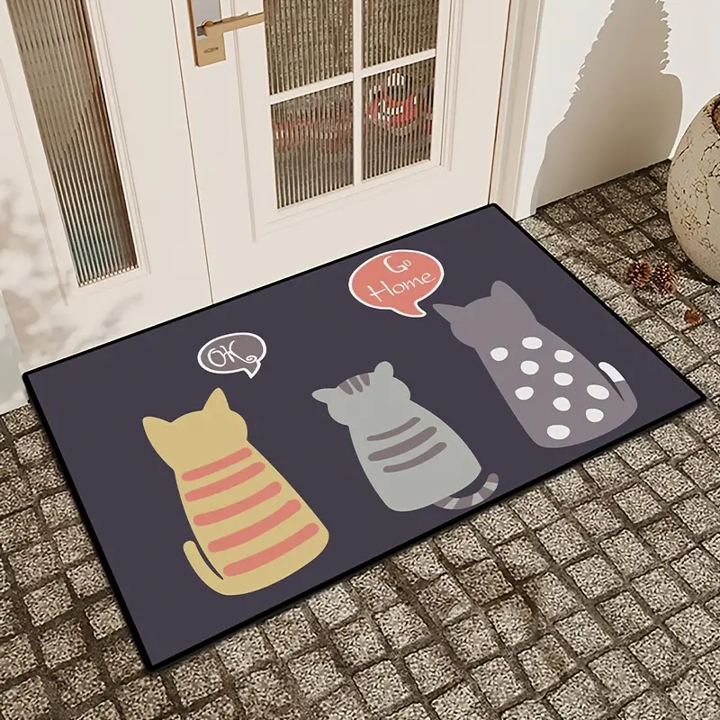 Crystal Velvet Door Mat Cartoon Kitten Indoor And Outdoor - Temu