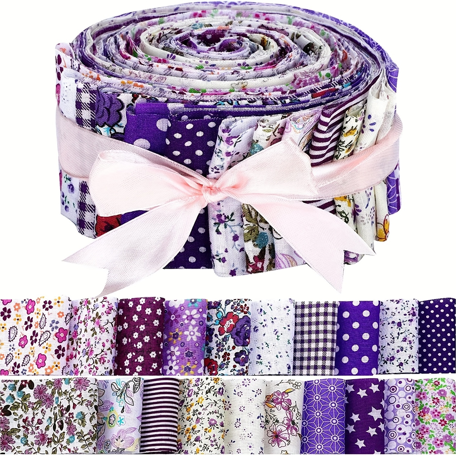 40Pcs Roll Up Cotton Fabric Quilting Strips, Jelly Roll Fabric, Cotton  Craft Fabric Bundle, Patchwork Craft Cotton Quilting Fabric, Cotton Fabric