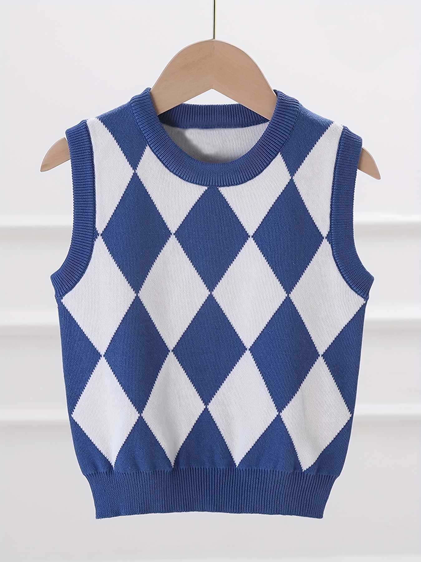 boys v neck crew neck creative uniform knitted sleeveless Temu