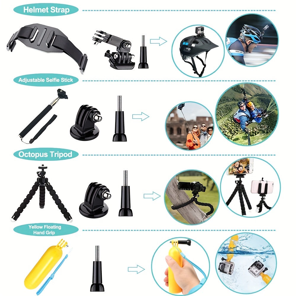 AKASO Outdoor Sports Action Camera Accessories Kit 7 in 1 for AKASO EK7000/  EK7000 Pro/ Brave 4/ Brave 7 LE/ Brave 7/ Brave 8/ V50X/ V50 Pro/ V50 Elite/Go  Pro Hero 9