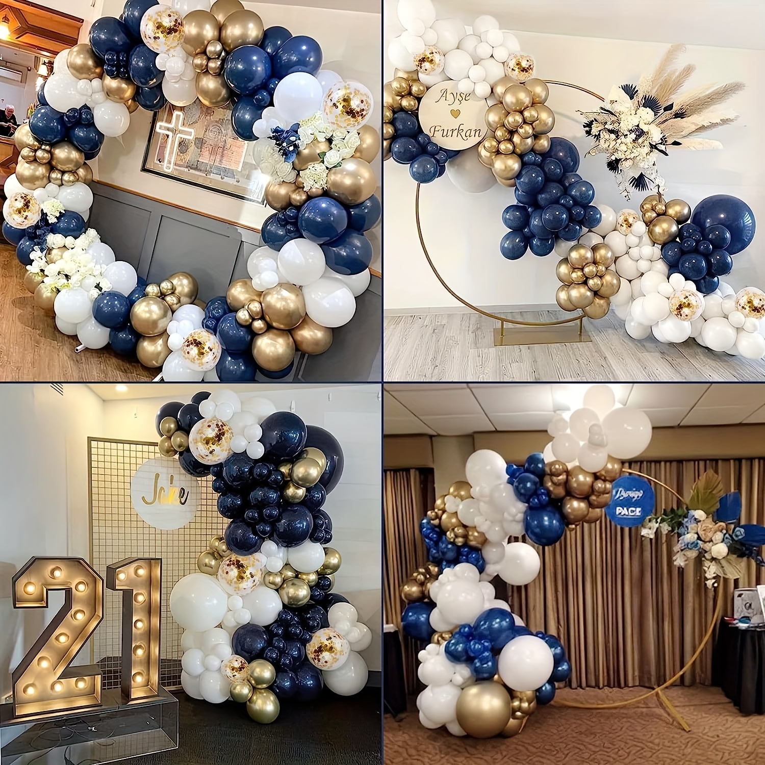 Decoraciones de fiesta de cumpleaños número 18 para hombres, azul marino,  dorado, pancarta de feliz cumpleaños 18 con 18 globos de 18 años, cubierta  – Yaxa Colombia