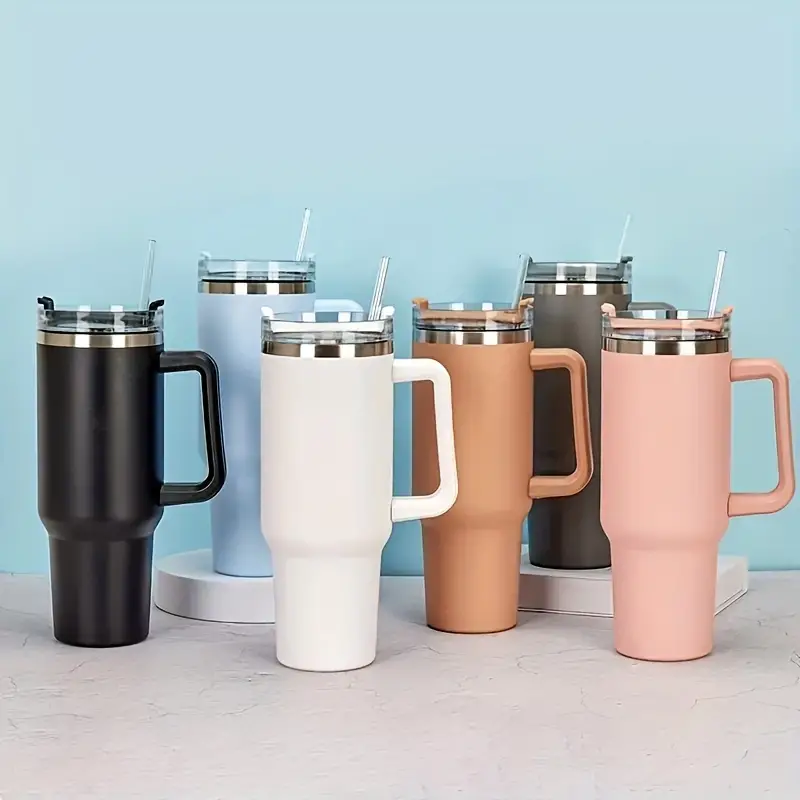 Tumbler With Handle And Straw Lid Insulated Reusable Stainless Steel Water  Bottle Travel Mug Iced Coffee Cup Travel Mug For Hot And Cold Beverages  Tumbler With Handle - Temu