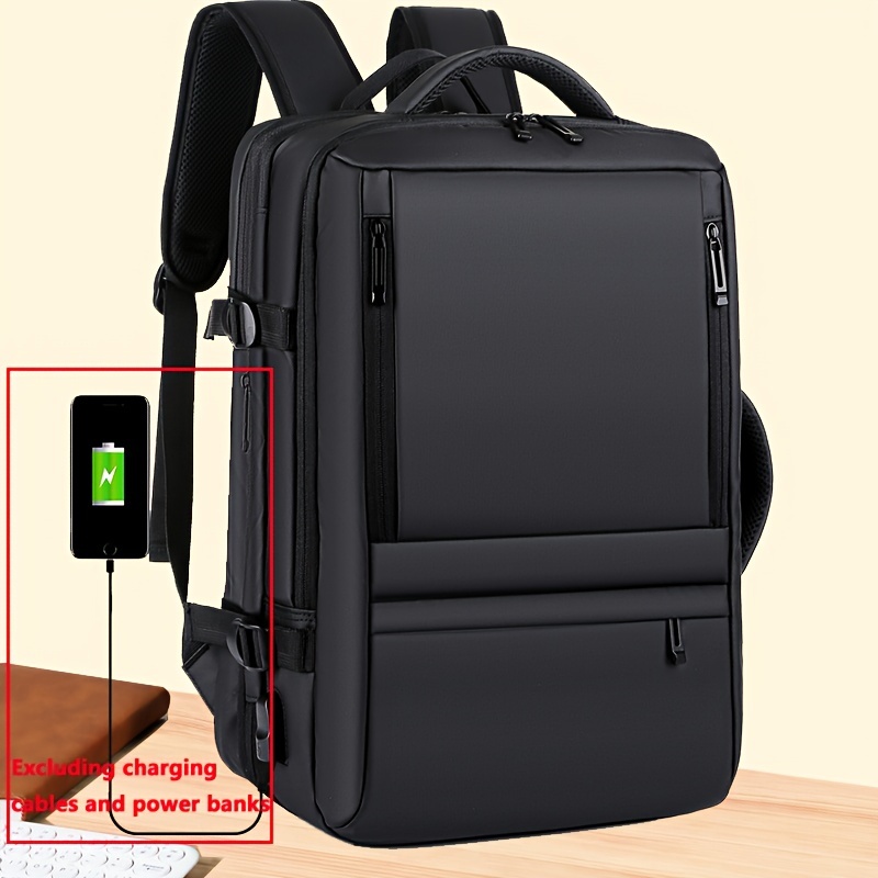 Mochila De Negocios negra para hombre, bolsa de trabajo de viaje de gran  capacidad para ordenador portátil de 17 pulgadas, impermeable, a la moda,  mochila escolar con carga USB - AliExpress