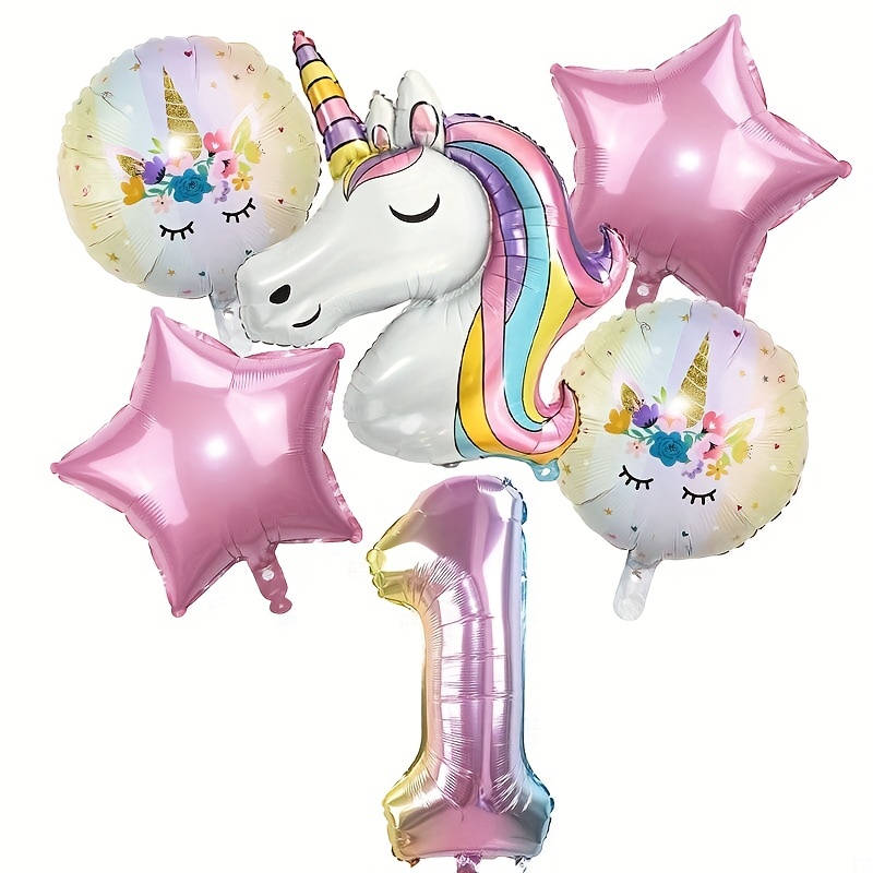 Arcobaleno unicorno palloncino numero Foil Globos 1 2 3 4 anni decorazione  festa di compleanno Kid Unicorn festa a tema palline di nozze giocattolo