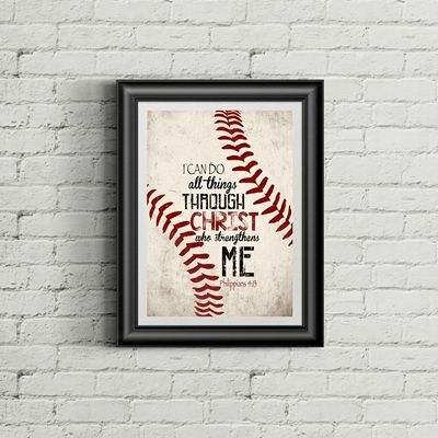 1pc baseball vintage posters philippians 4 13 christian art prints christ quotes canvas painting retro baseball picture frameless