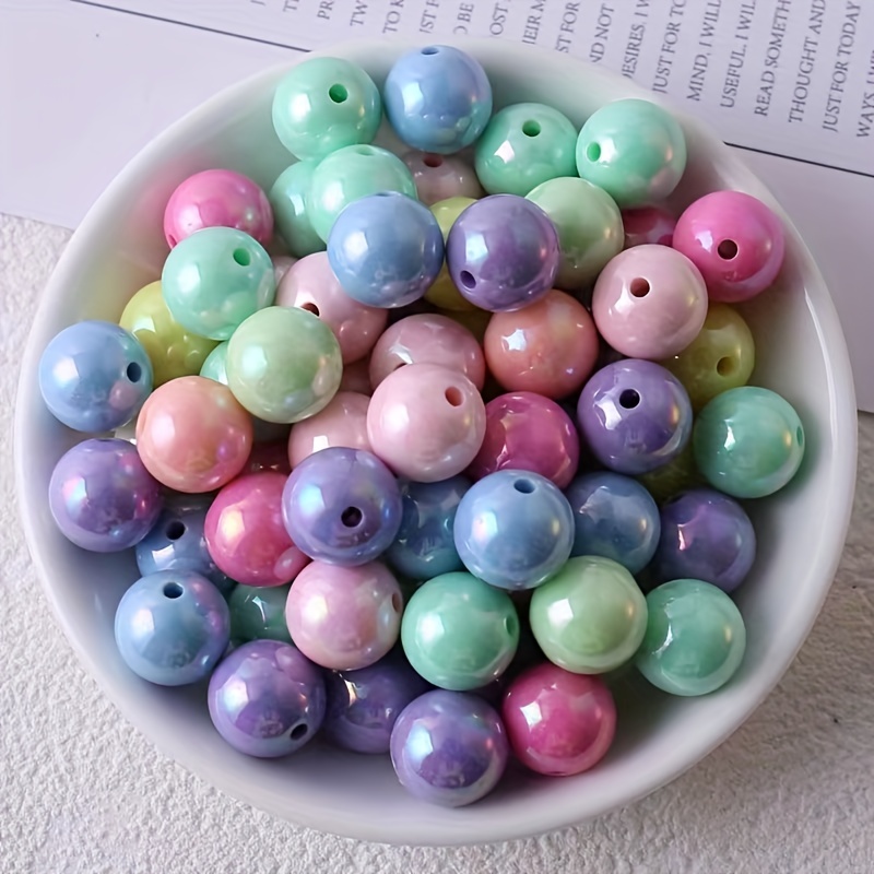 

50pcs 14mm Acrylic Symphony Round Beads Straight Hole Ab Color Loose Beads For Jewelry Making Diy Handmade Bracelet Necklace Phone Chain Braided Beaded Craft Supplies