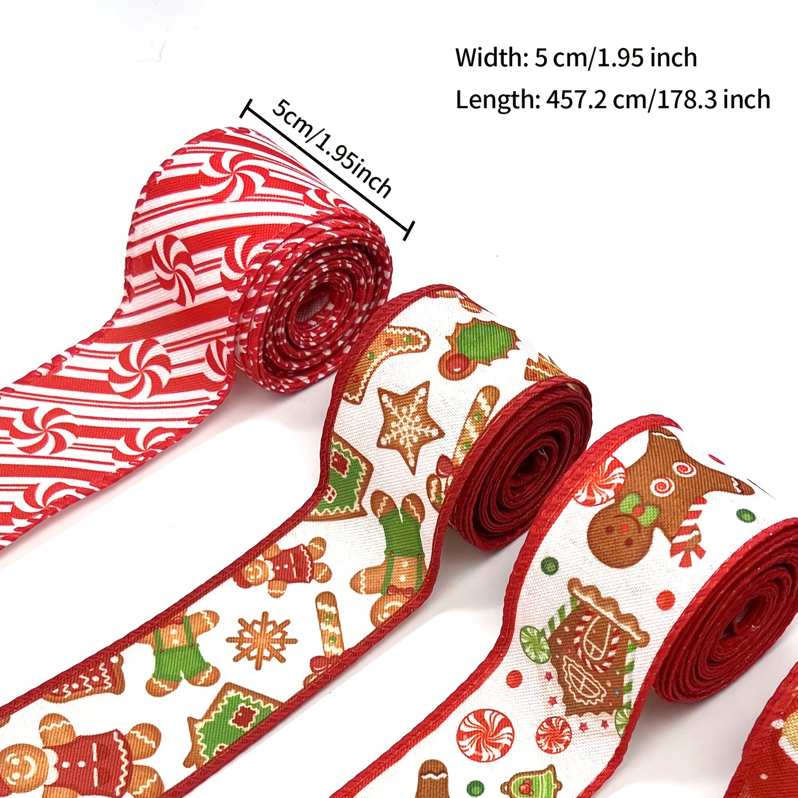 5 Yards Gingerbread Peppermints Wired Christmas Ribbon Faux - Temu