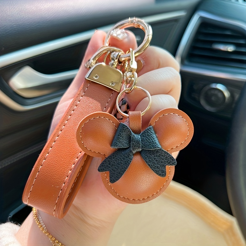 Cartoon Bow Mouse Bracelet Keychain Cute Animal Pu Leather Key
